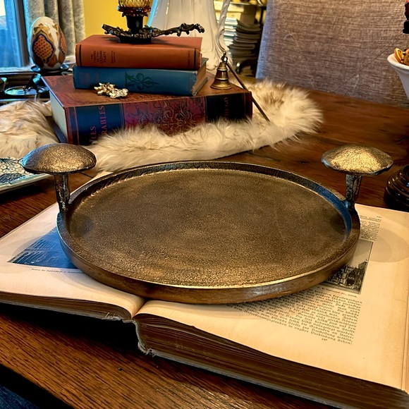 Antiqued Bronze Cast Aluminum Mushroom Tray